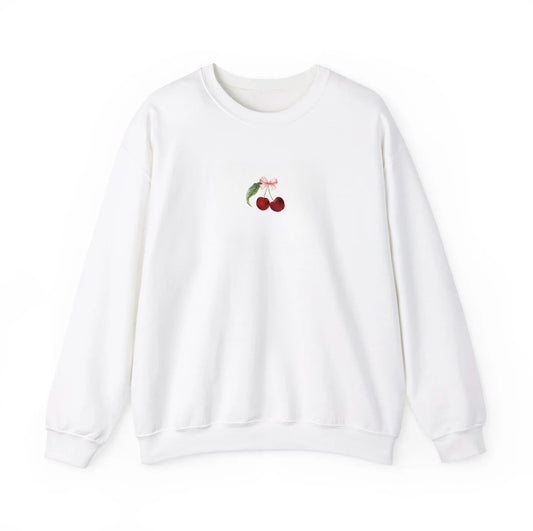 Embroidered Cherry Bow - Sweatshirt